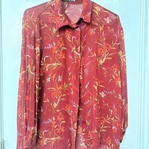 Balenciaga Red Floral Button Down Shirt